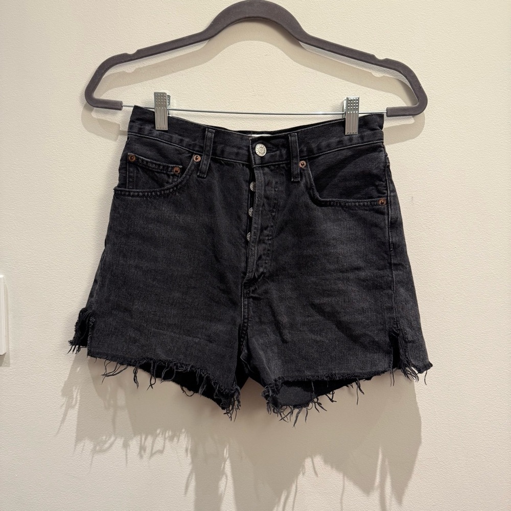 AGOLDE Dee Black Jean Shorts Womens Size 25